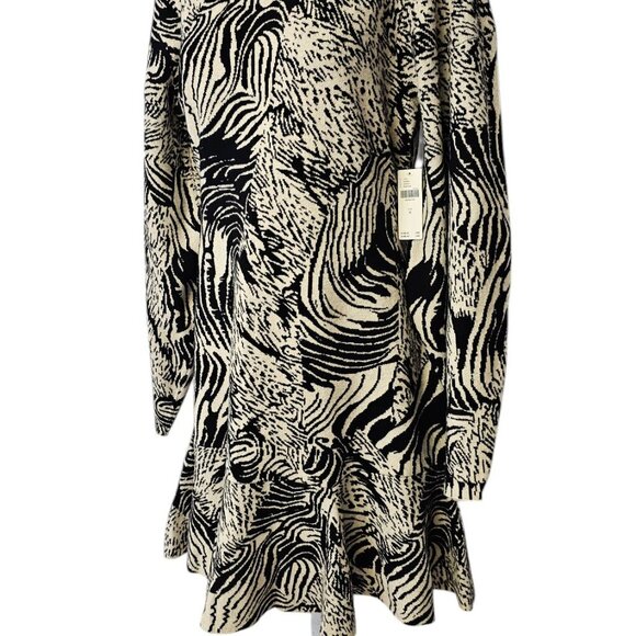 Anthropologie Ruffled Sweater Knit Mini Dress, Printed, Long Sleeve, Size Medium - Picture 8 of 9